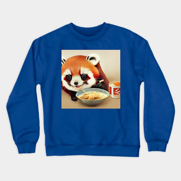 Kawaii Red Panda Eating Ramen Crewneck Sweatshirt by Grassroots Green